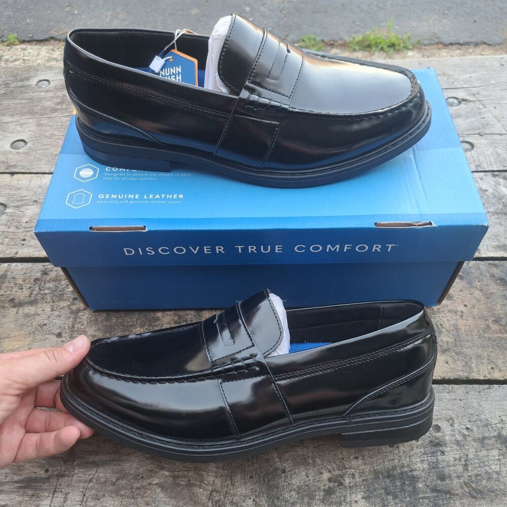 NEW Nunn Bush Men's Penny Wide Loafers Lincoln Dress Shoe US Size 8W Black